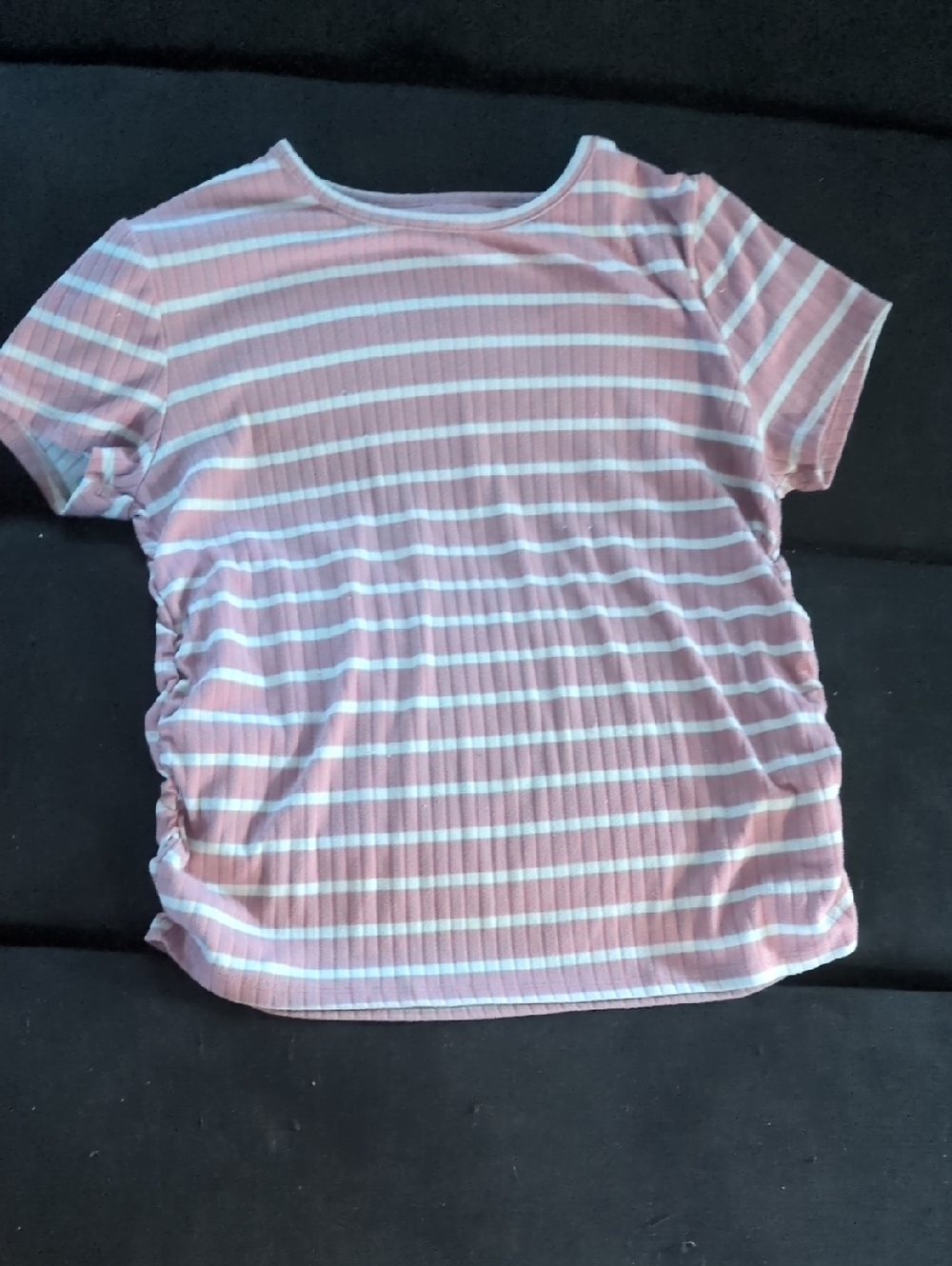 Striped Pink Short Sleeve Ribbed Tee